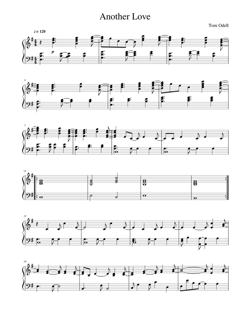 Another Love Sheet music for Piano (Solo) | Musescore.com