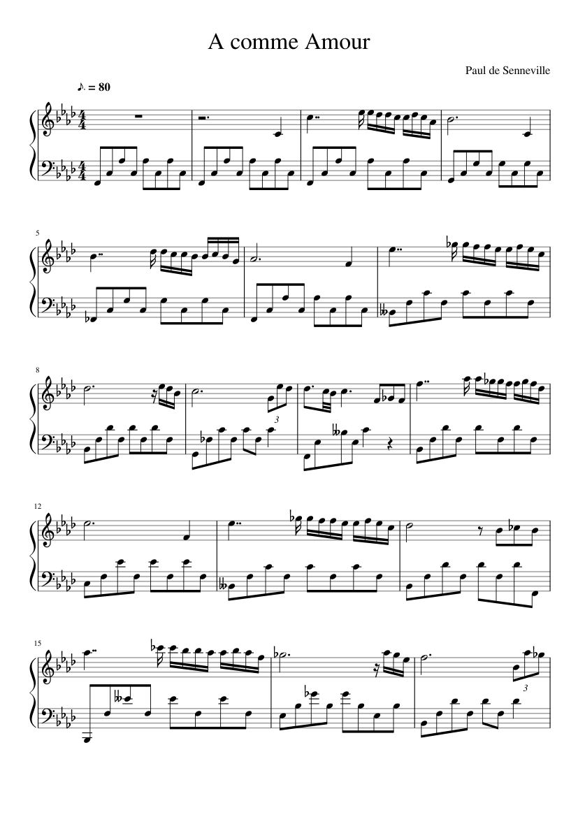 A comme Amour Sheet music for Piano (Solo) | Musescore.com