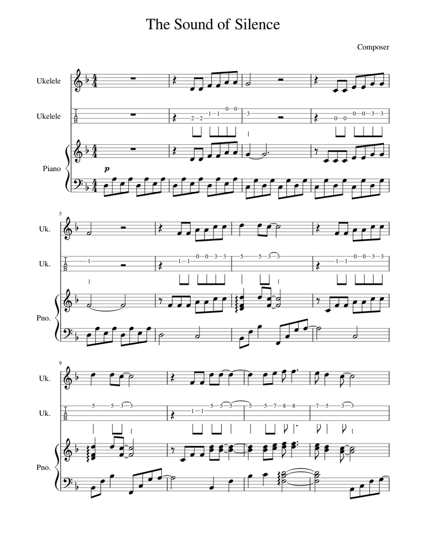 The Sound of Silence Sheet Music For Piano Ukulele Mixed Trio the-sound-of-silence-sheet-music-for-piano-ukulele-mixed-trio