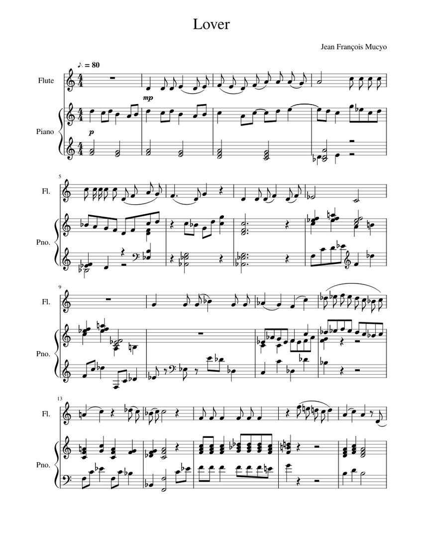 Lover Sheet music for Piano, Flute (Solo) | Musescore.com