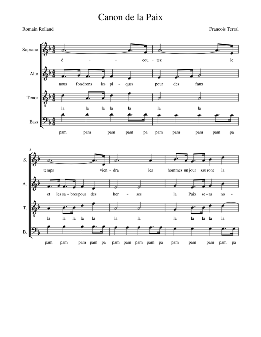 Canon de la Paix Sheet music