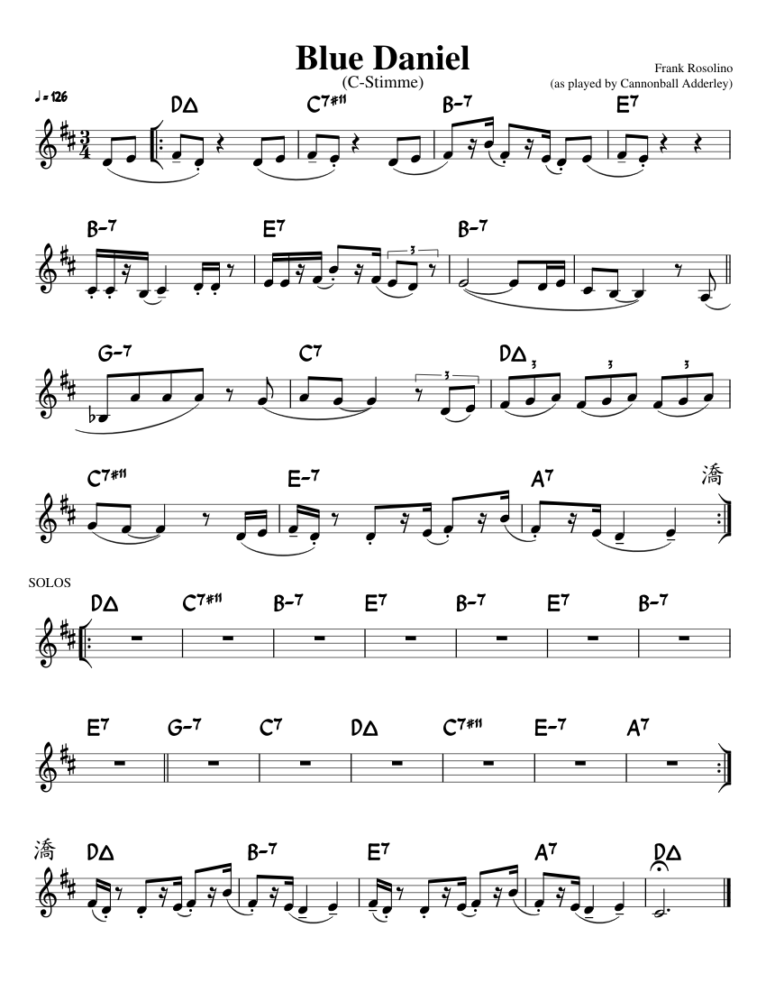 Blue Daniel Sheet Music with Chords for Piano (Solo) easy | MuseScore.com