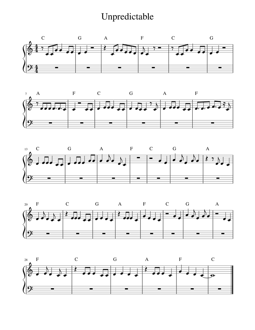 Unpredictable - 5 Seconds of Summer - piano tutorial