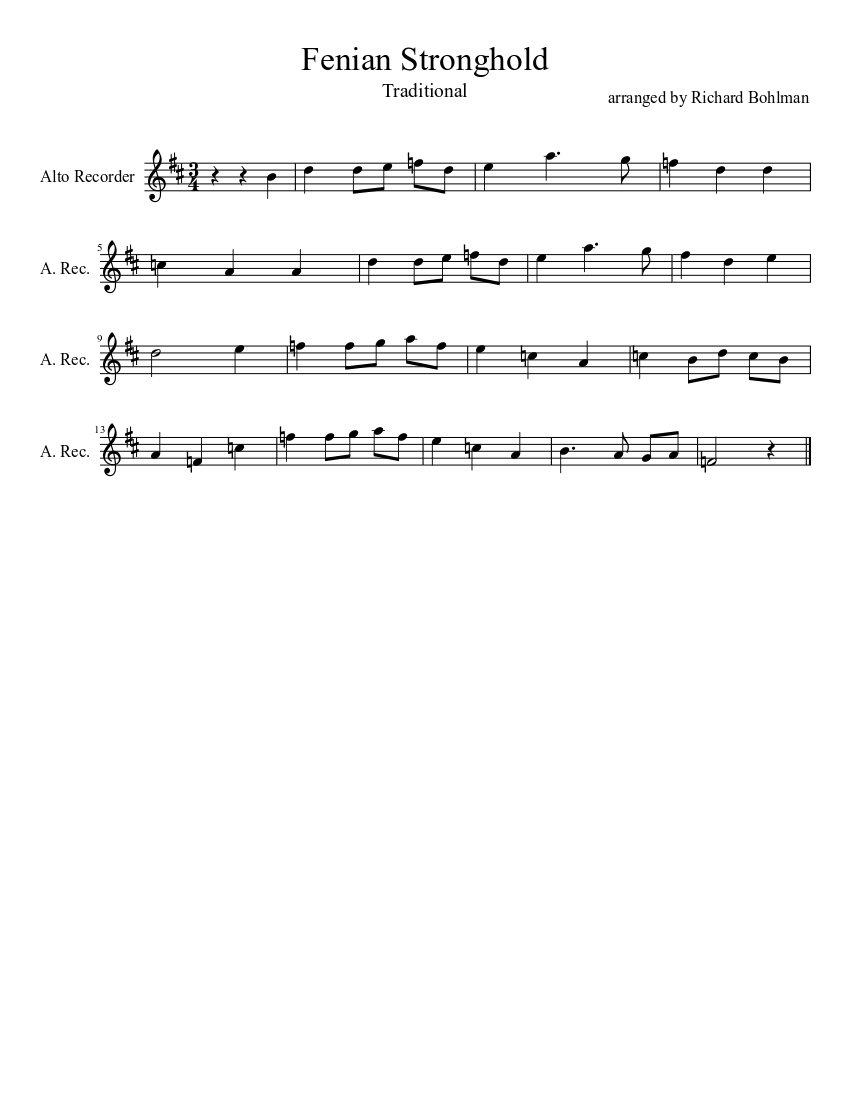 Fenian Stronghold Sheet music for Recorder (Solo) | Musescore.com