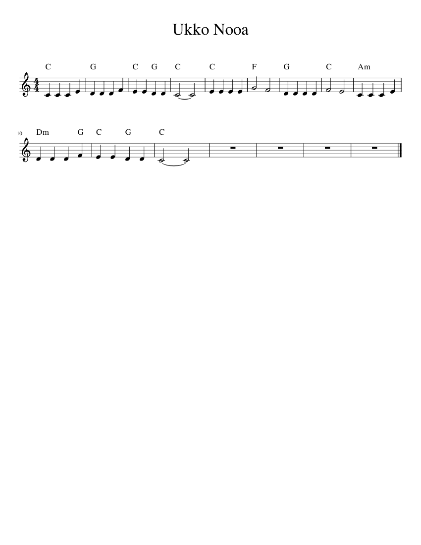 Ukko Nooa Sheet music for Piano (Solo) Easy | Musescore.com