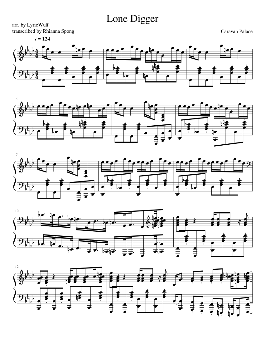Gold Digger sheet music for piano solo (PDF-interactive)
