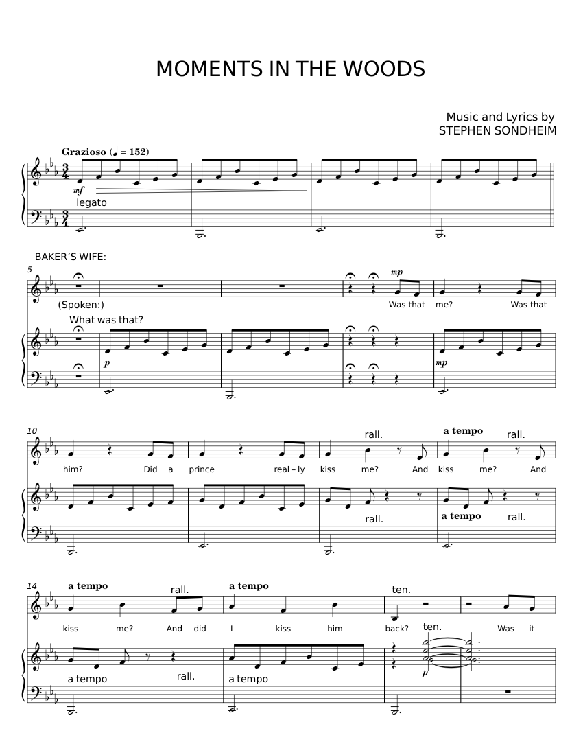Moments In The Woods (from Into The Woods) - Stephen Sondheim Sheet ...