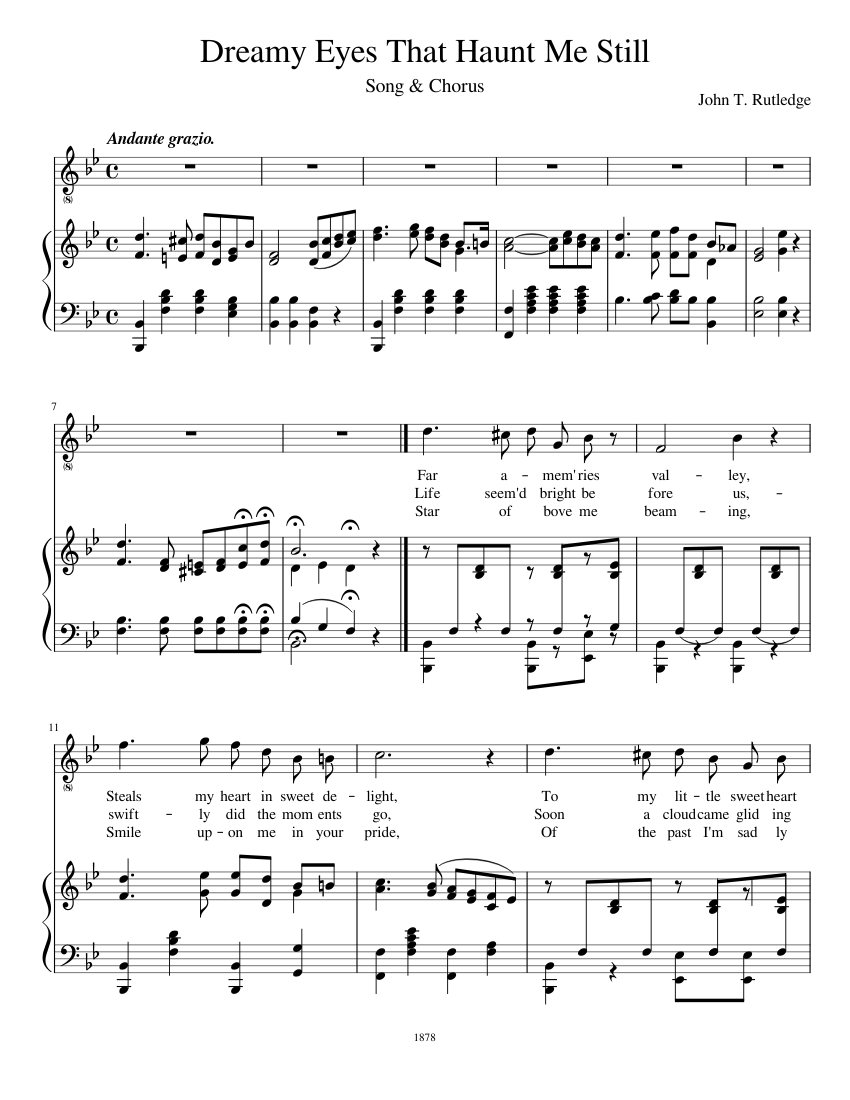 Dreamy Eyes That Haunt Me Still Sheet music for Piano, Vocals (Piano ...