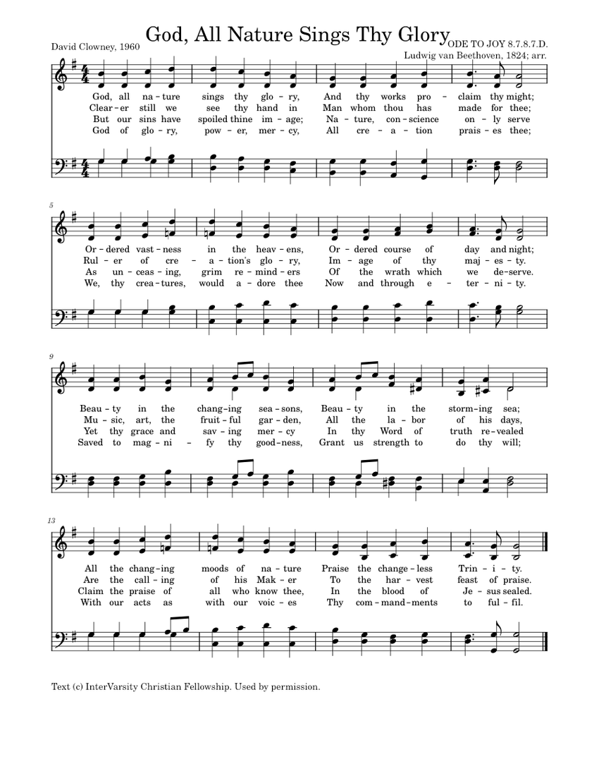 TH 122 God, All Nature Sings Thy Glory Sheet music for Piano (Choral