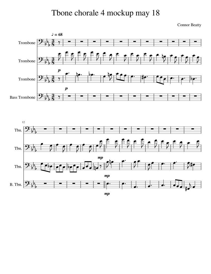 Tbone chorale 4 mockup may 18 Sheet music for Trombone, Trombone bass ...