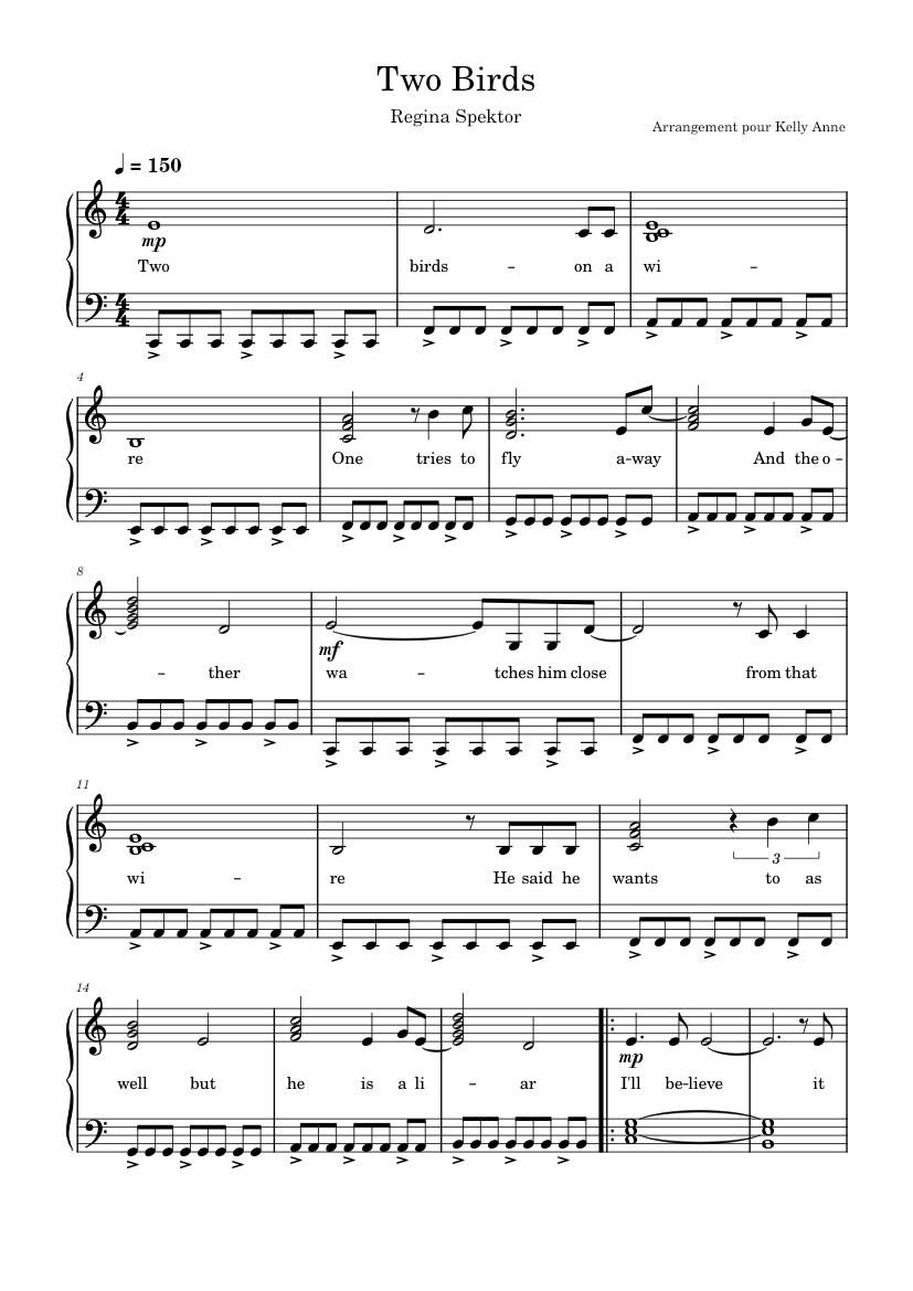 Two birds Regina Spektor Sheet music for Piano, Vocals (Solo)