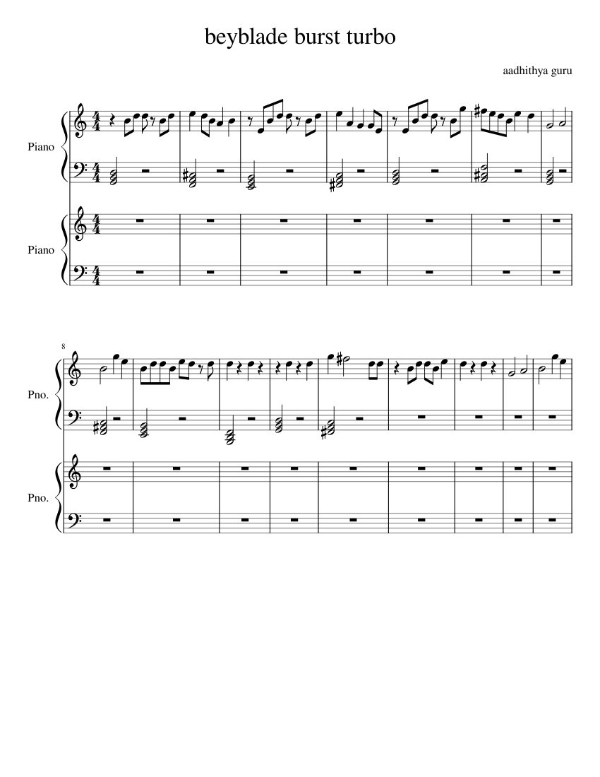 Beyblade Burst Turbo theme piano tutorial