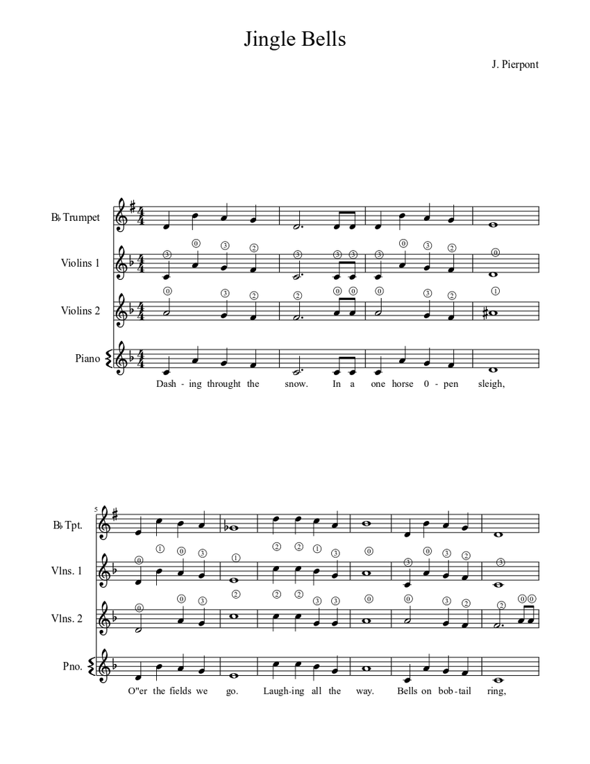 Jingle Bells Sheet music for Piano, Trumpet (Solo) | Musescore.com