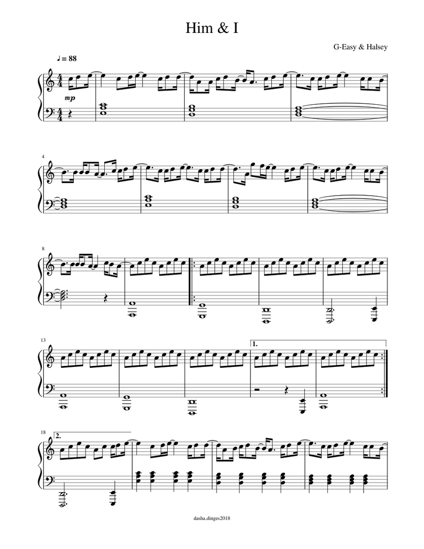 Him & I Sheet music for Piano (Solo) | Musescore.com