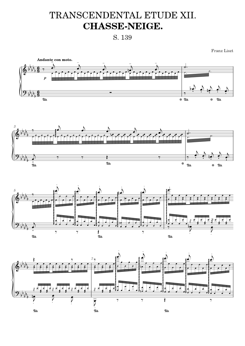 Liszt - Transcendental Etude No. 12 (Chasse Neige) Sheet Music for
