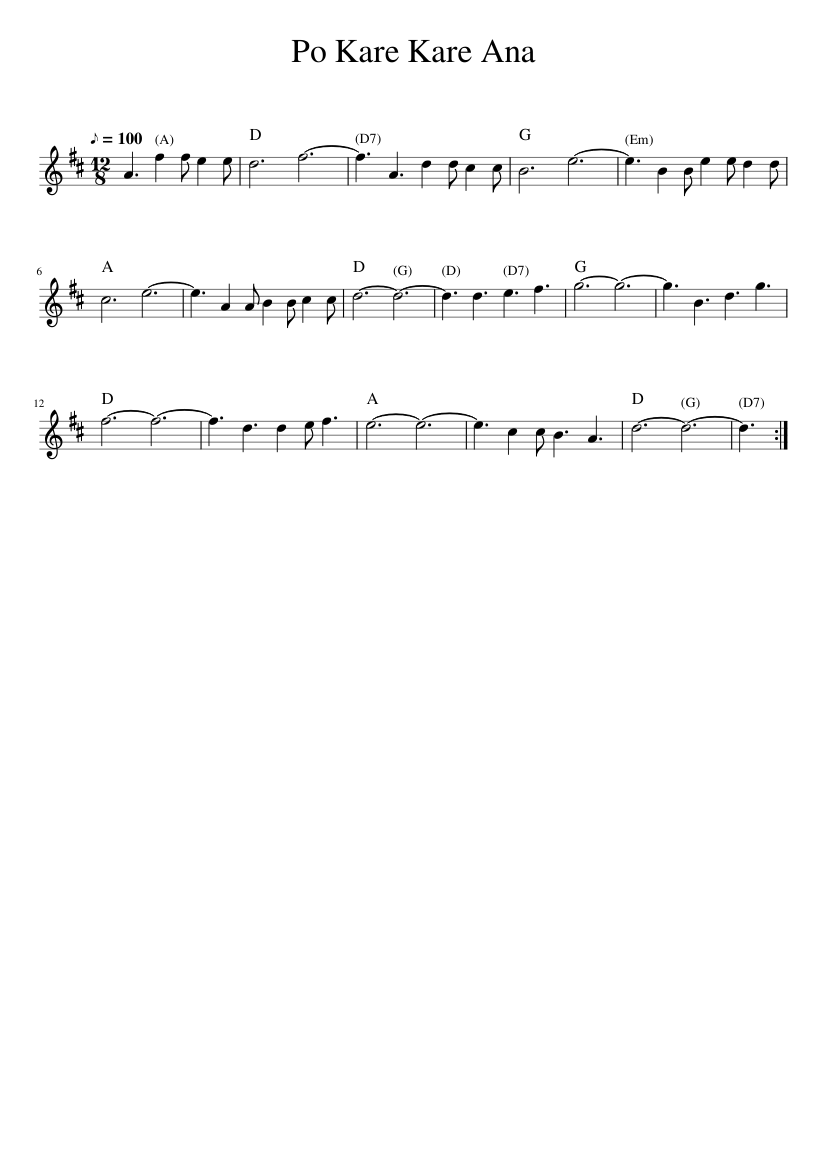 Po Kare Kare Ana Sheet music for Piano (Solo) Easy | Musescore.com