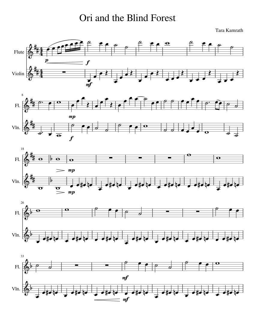 ori and the blind forest sheet music lost in the storm