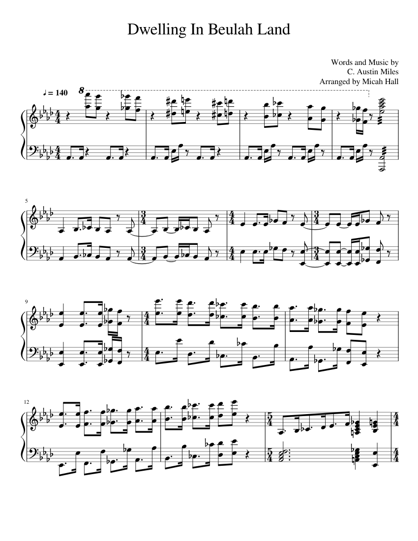 Dwelling In Beulah Land Sheet music for Piano (Solo)