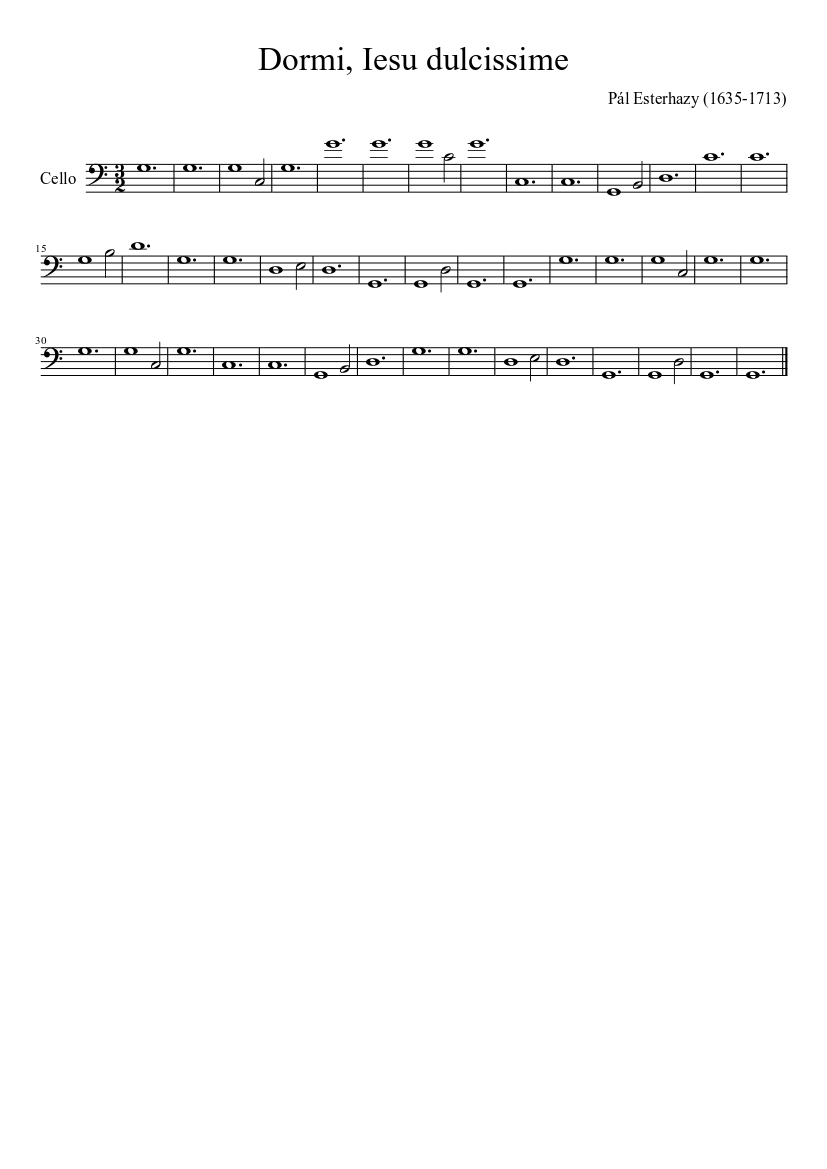 Dormi Iesu dulcissime Cello