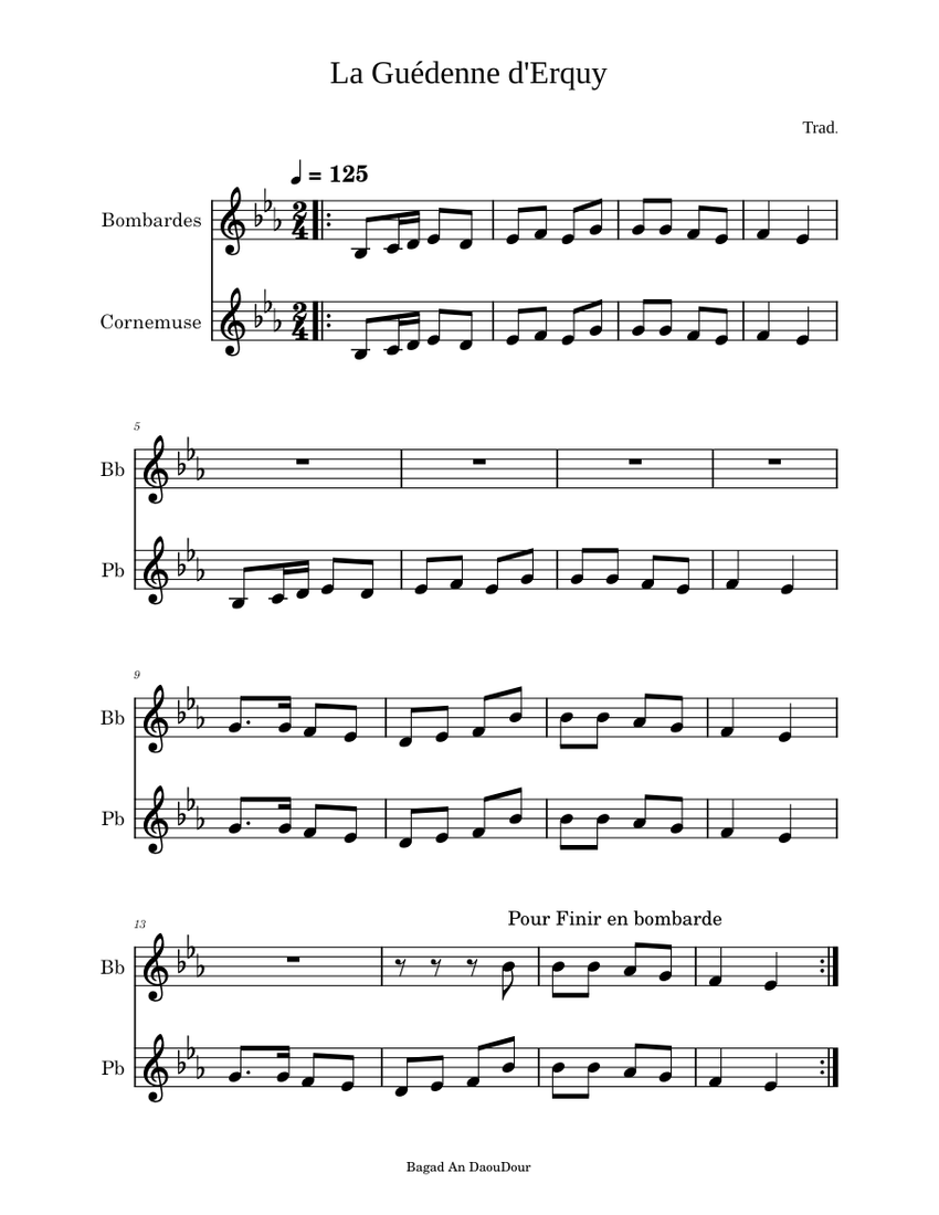 La Guédenne d'Erquy Sheet music for Oboe, Pipes (Bagpipe Band)