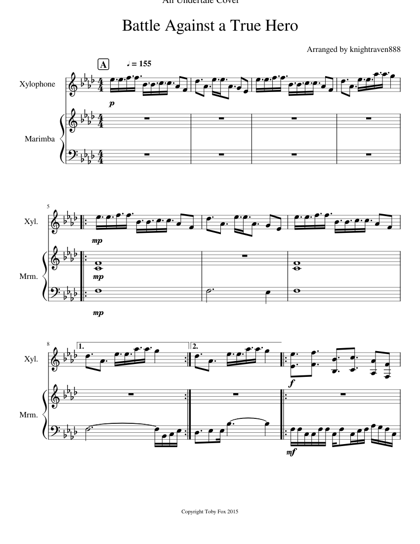 Battle Against a True Hero Sheet music for Marimba, Xylophone (Solo