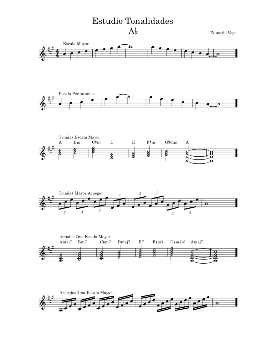 Estudio Tonalidades A Sheet music for Piano (Solo)