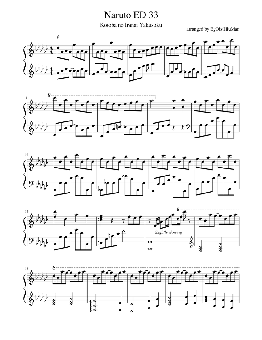 Naruto ED33 Sheet music for Piano (Solo) | Musescore.com