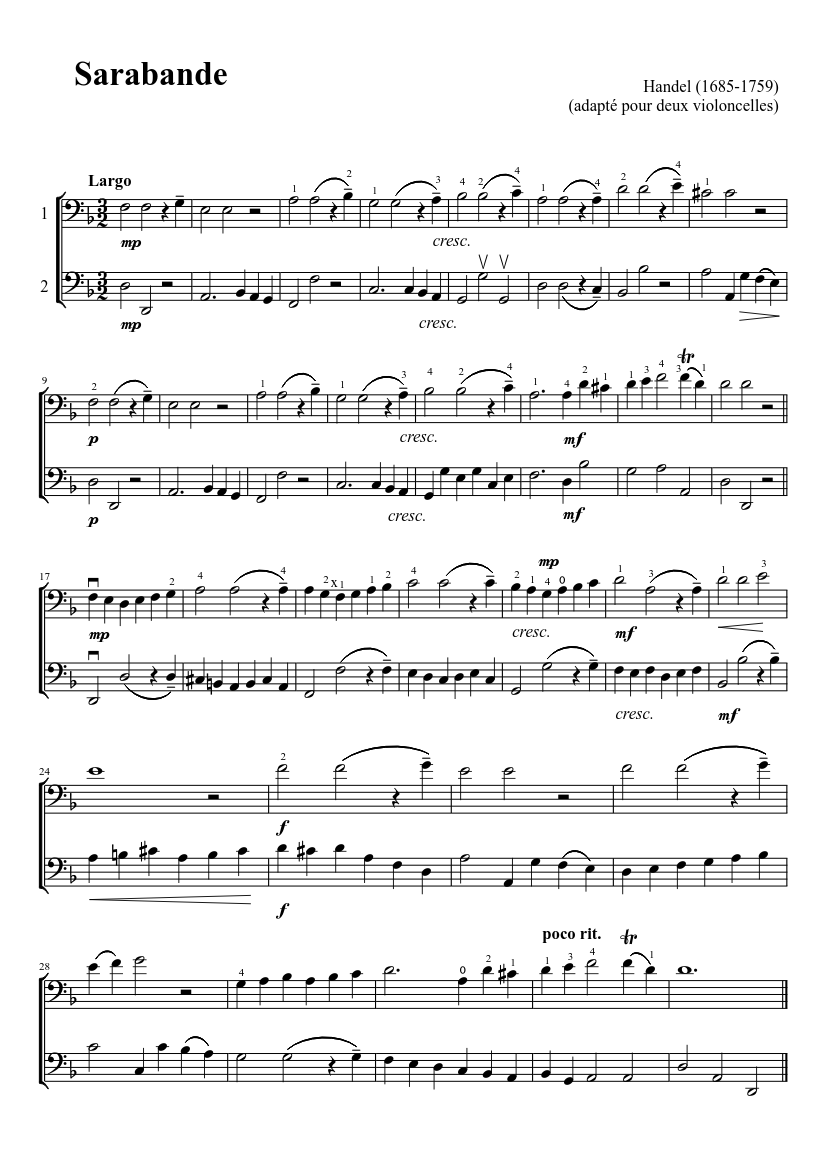 Handel - Sarabande HWV 437 - piano tutorial