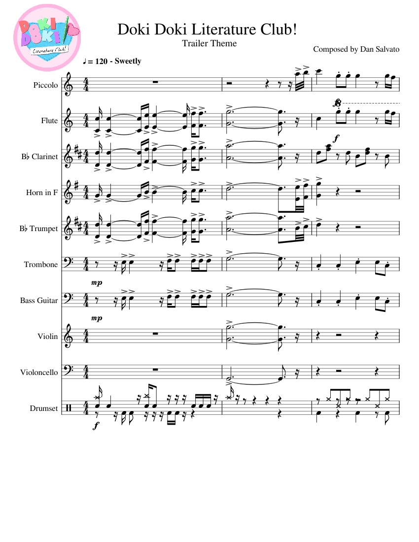 Doki Doki Blue Skies Main Theme by NPbus Sheet music for Piano, Flute,  Violin, Guitar & more instruments (Mixed Ensemble), doki doki blue skies -  thirstymag.com