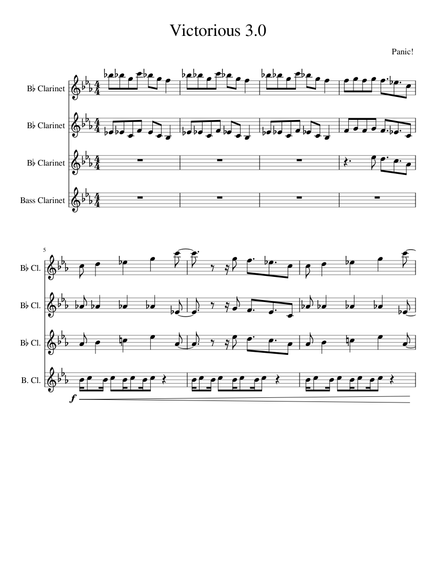 victorious panic at the disco music clarinet sheet