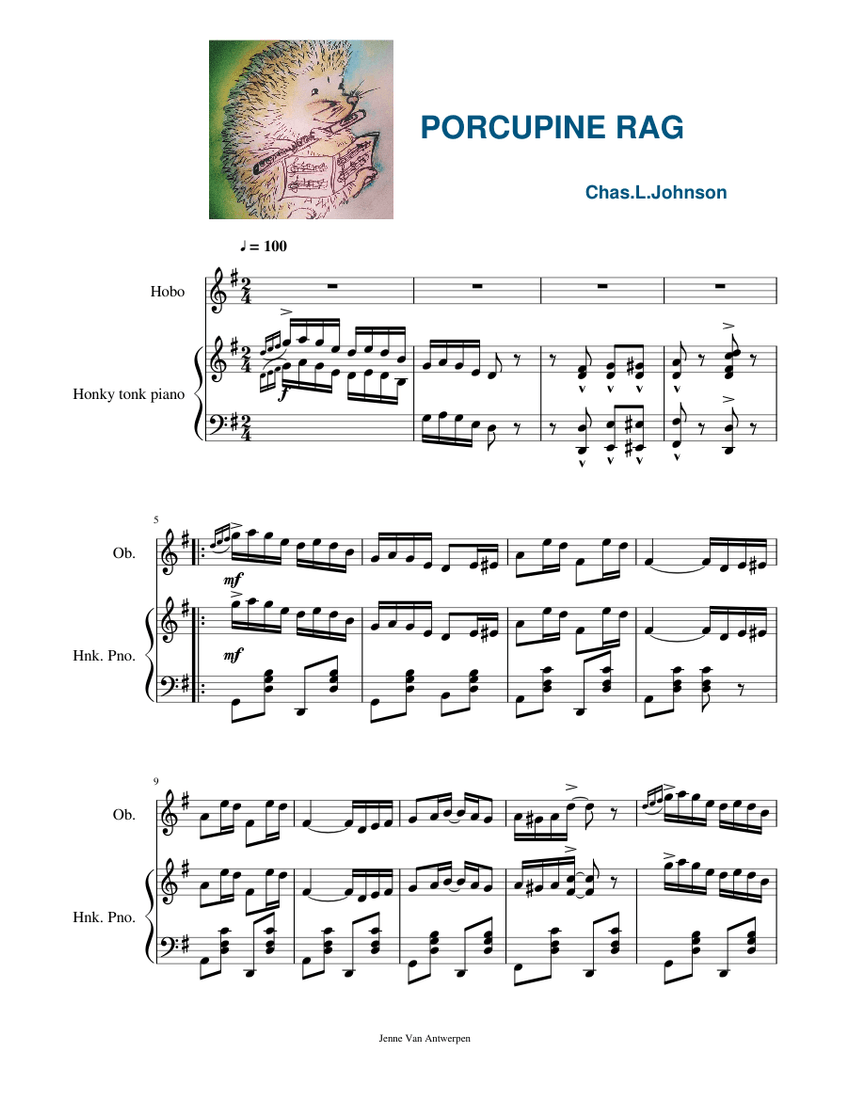 PORCUPINE RAG Sheet music for Piano, Oboe (Solo) | Musescore.com