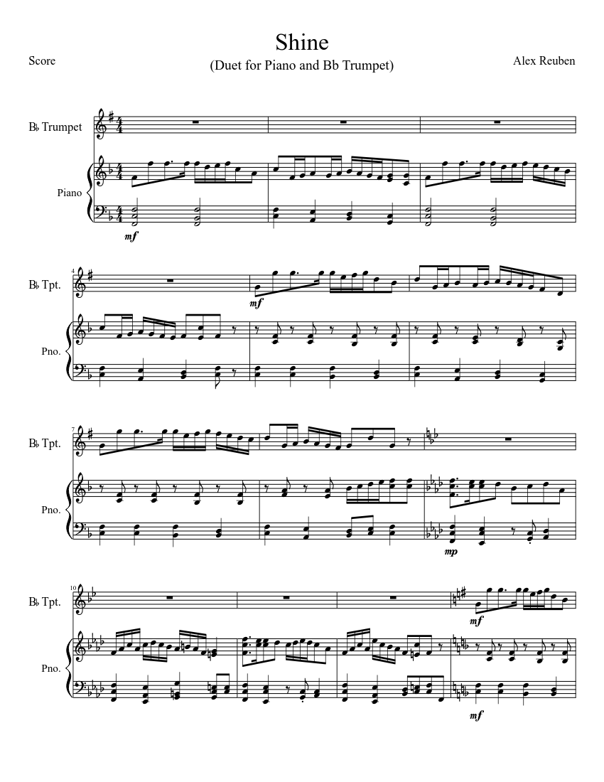 Shine (Trumpet/Piano Duet) Sheet music for Piano, Trumpet other (Solo) |  Musescore.com