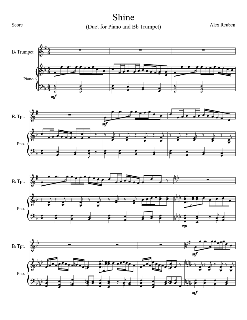Shine (Trumpet/Piano Duet) Sheet music for Piano, Trumpet (Solo