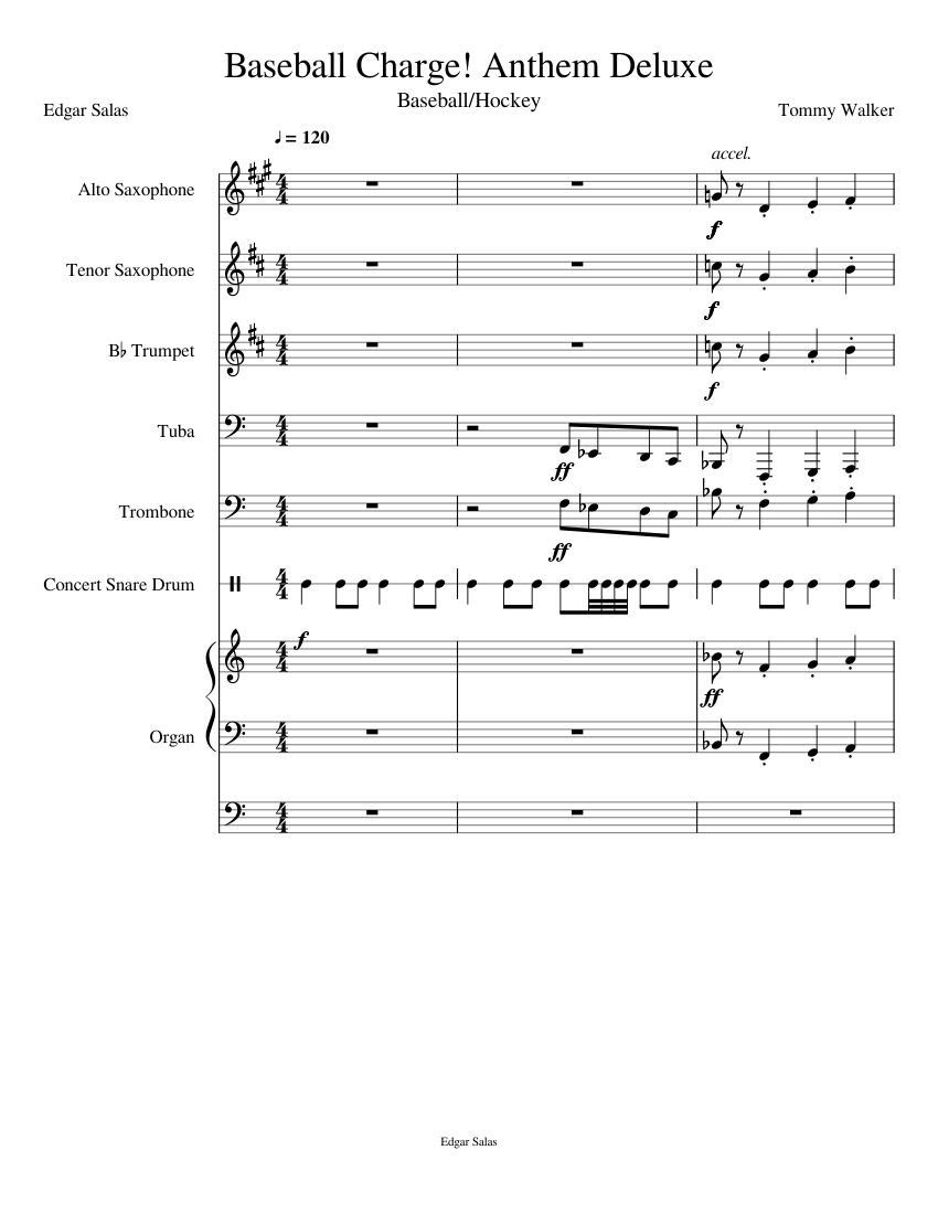 Baseball Charge! Anthem Deluxe Sheet music for Trombone, Organ, Tuba,  Saxophone alto & more instruments (Symphony Orchestra) | Musescore.com