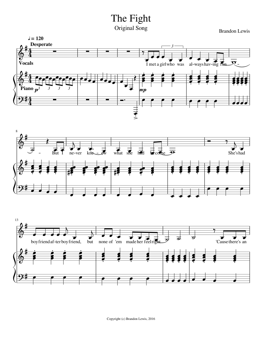 The Fight Sheet music for Piano, Vocals (Piano-Voice) | Musescore.com