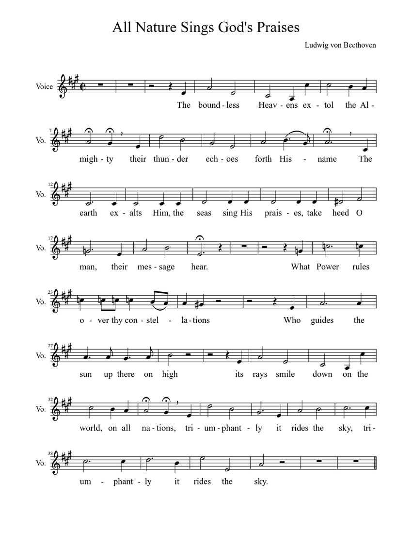 All Nature Sings God's Praises Sheet music for Voice (other) (Solo