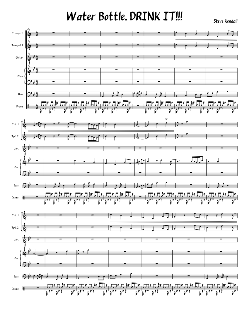 Water Bottle. DRINK IT!!! Sheet music for Piano, Trumpet in b-flat