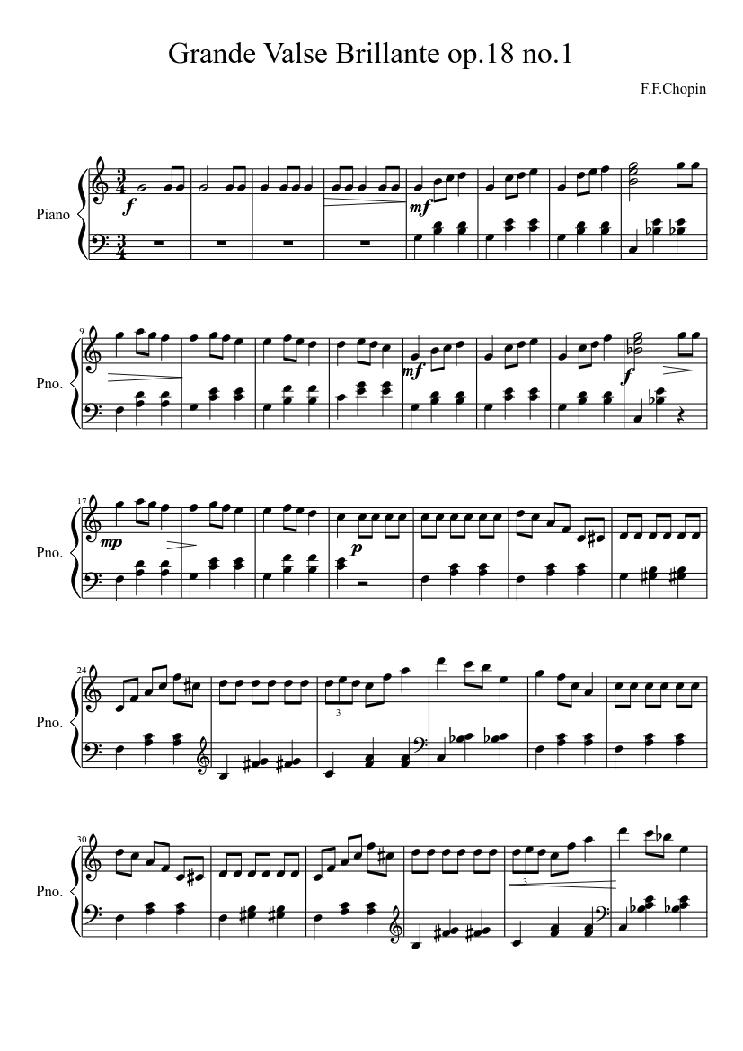Grande Valse Brillante op.18 no.1 Sheet music for Piano (Solo) |  Musescore.com