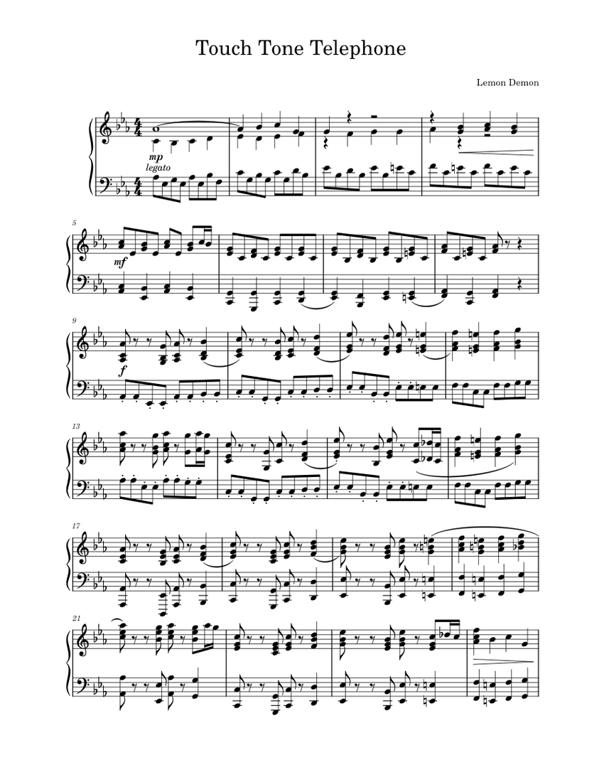 Touch-Tone Lemon - piano tutorial