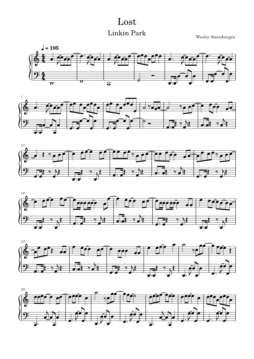 Lost - Linkin Park Sheet music for Piano (Solo) | Musescore.com