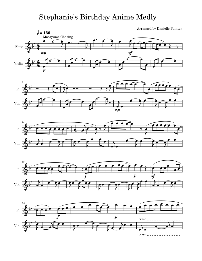 Masayume chasing – BoA Sheet music for Flute, Violin (Mixed Duet