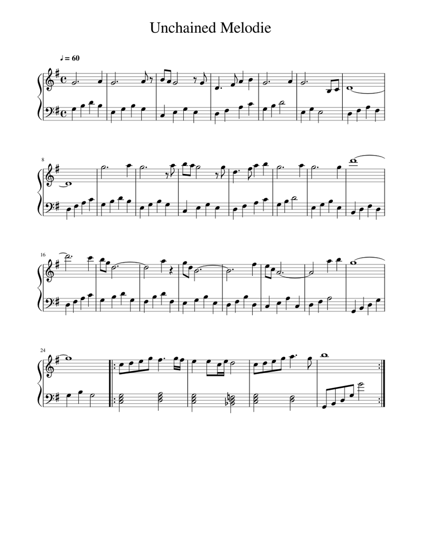 Unchained Melodie Sheet music for Piano (Solo) Easy | Musescore.com