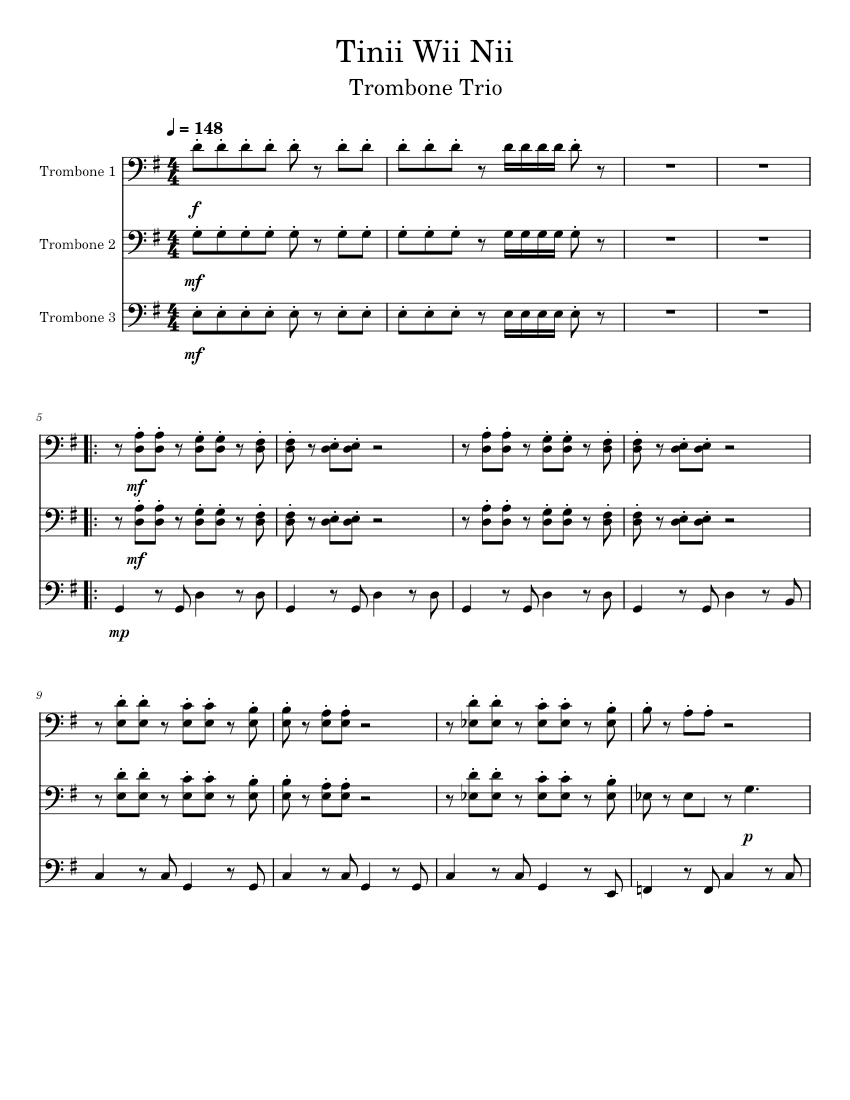 Wii Shop Channel – Kazumi Totaka WiiTrombones Sheet music for Trombone ...