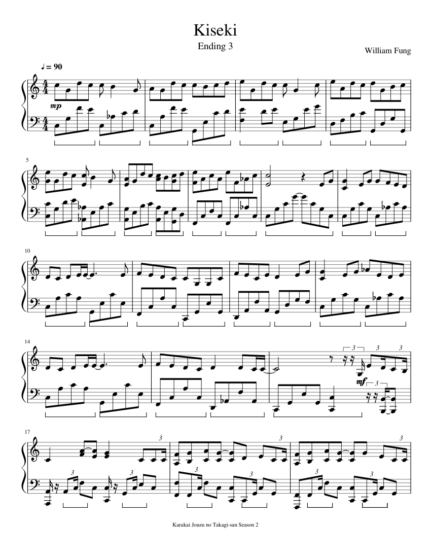Kiseki Sheet Music For Piano Solo Musescore Com