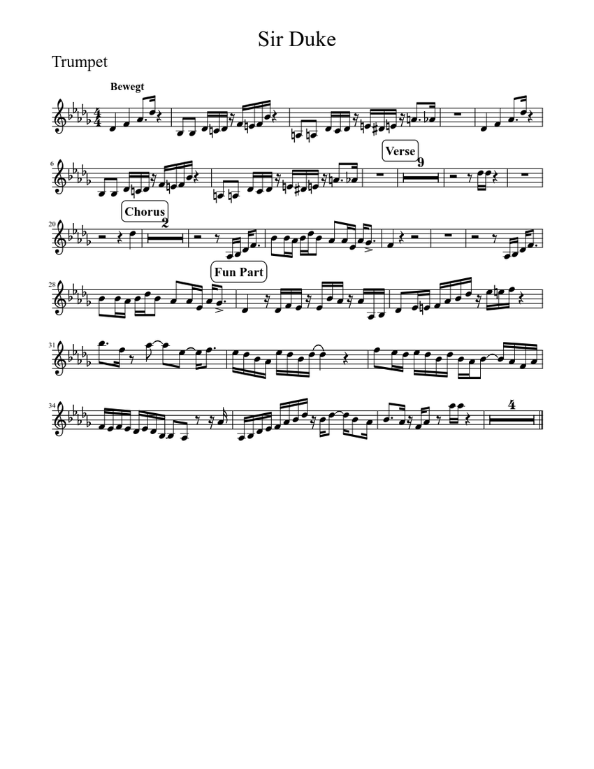 Download and print in PDF or MIDI free sheet music for Sir Duke by Stevie W...
