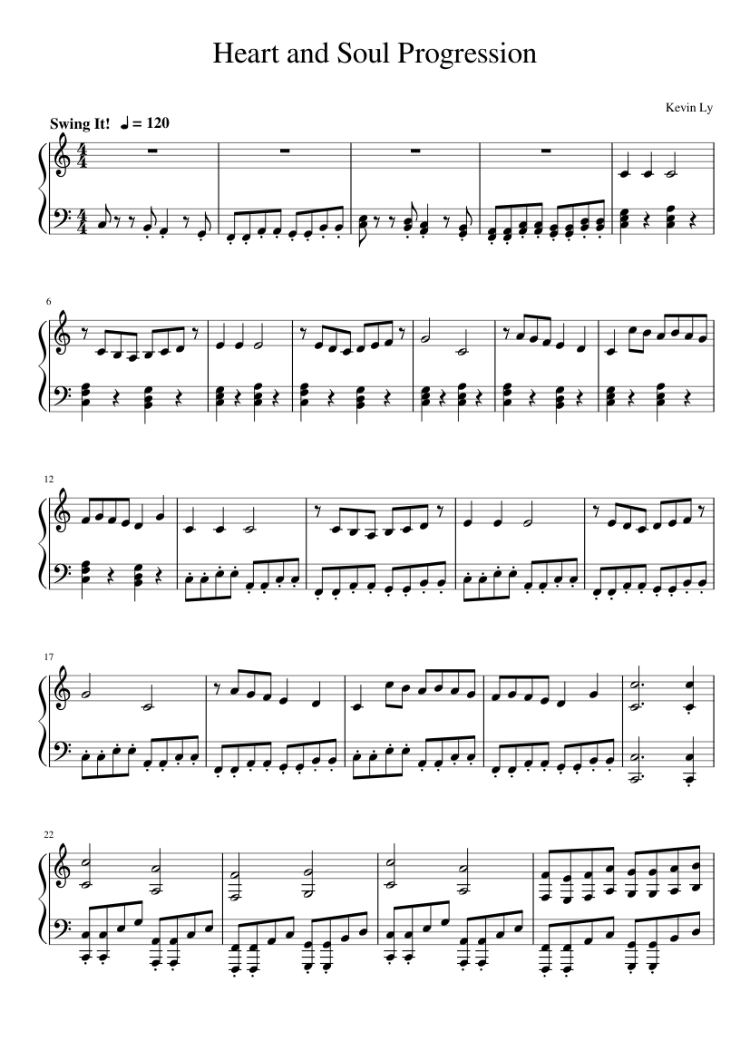 Heart and Soul Difficulty Progression Sheet music for Piano (Solo) |  Musescore.com