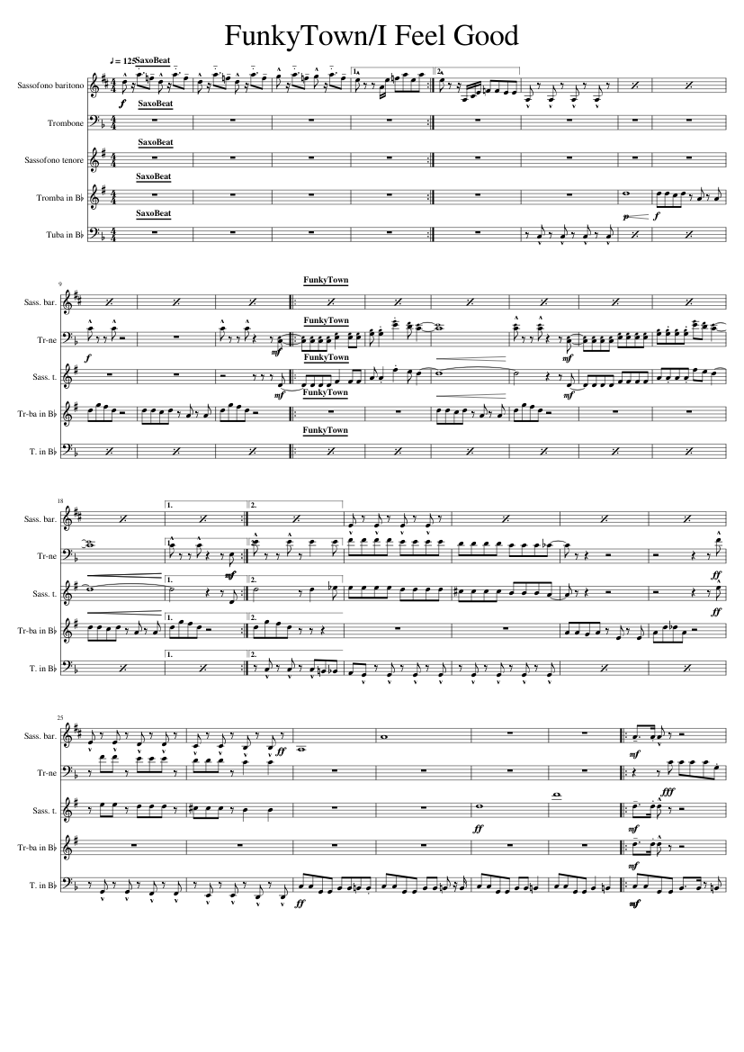 Funky Town & I Feel Good - Lucky Chops Sheet music for Trombone, Tuba ...