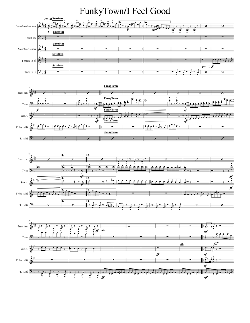 Funky Town & I Feel Good - Lucky Chops Sheet music for Trombone, Tuba ...