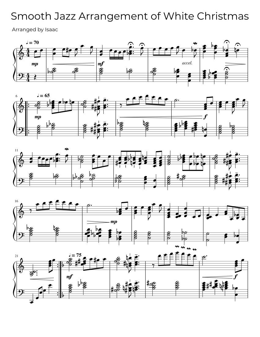 White Christmas Jazz Sheet music for Piano (Solo) | Musescore.com