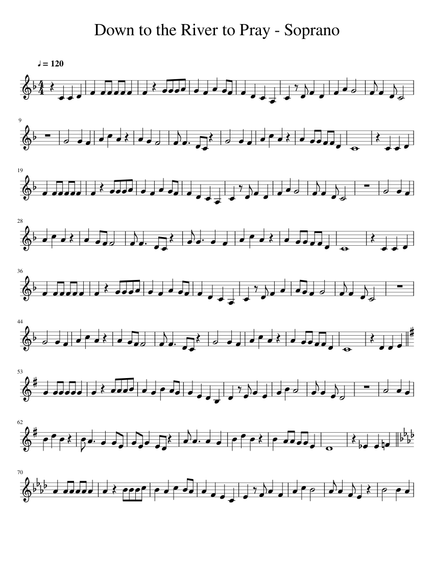 Down to the River to Pray - Soprano Part Sheet music for Piano (Solo) |  Musescore.com